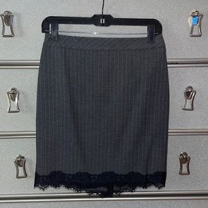 Dark gray ,pinstripe ,lace bottom LOFT skirt